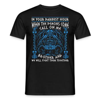In thy darkest hour, Call Me Brother - Men's T-Shirt - black - Front - AI Model Male 178 light (178cm)