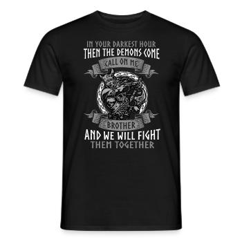 In thy darkest hour, Call Me Brother - Men's T-Shirt - black - Front - AI Model Male 178 light (178cm)