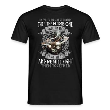 In thy darkest hour, Call Me Brother - Men's T-Shirt - black - Front - AI Model Male 178 light (178cm)