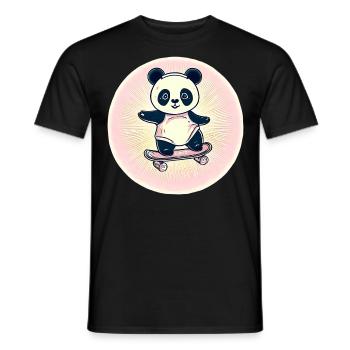 Skateboard panda in sunset - Men's T-Shirt - black - Front - AI Model Male 178 light (178cm)