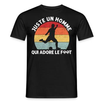 Juste un homme qui adore le foot humour footbaleur - T-shirt homme - noir - Devant - AI Model Male 178 light (178cm)
