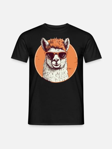 Alpaka Lama Sonnenbrille - Männer T-Shirt - Schwarz