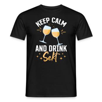 RESTEZ CALME et buvez Sekt - Mädelsabend Pegel - T-shirt homme - noir - Devant - AI Model Male 178 light (178cm)