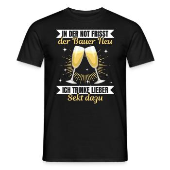 In der Not frisst der Bauer Heu, Ich trinke Sekt - Männer T-Shirt - Schwarz - Vorne - AI Model Male 178 light (178cm)