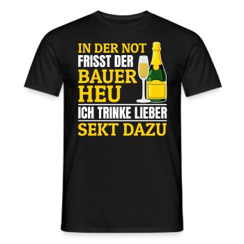 In der Not frisst der Bauer Heu, Ich trinke Sekt - Männer T-Shirt - Schwarz - Vorne - AI Model Male 178 light (178cm)