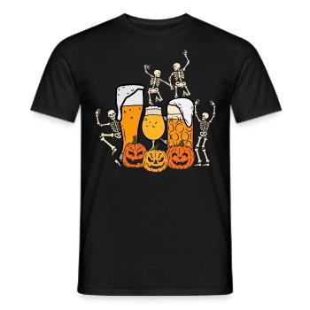 Halloween mit Bier und Skeletten - Männer T-Shirt - Schwarz - Vorne - AI Model Male 178 light (178cm)