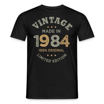 Jahrgang 1984 Jahrgang 1984 Geburtstag - Männer T-Shirt - Schwarz - Vorne - AI Model Male 178 light (178cm)
