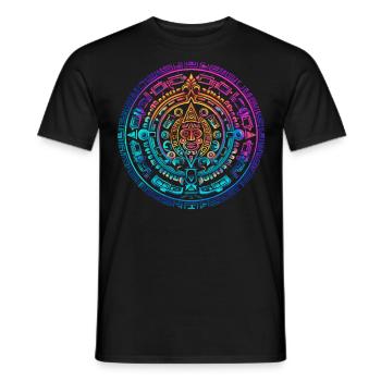 Mystisches buntes aztekisches Sonnenkalender-Design - Männer T-Shirt - Schwarz - Vorne - AI Model Male 178 light (178cm)
