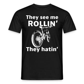 Rollin' Rebel: Pedal with Attitude Funny Bicycle - Men's T-Shirt - black - Front - AI Model Male 178 light (178cm)