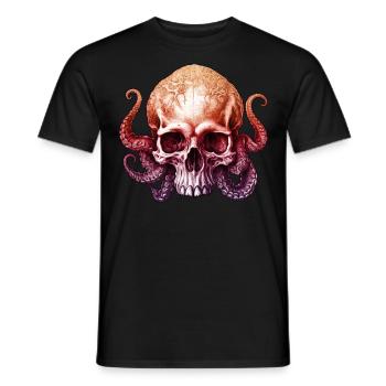 Octopus Skull Enigmatic Depths Gradient Tentacles - Men's T-Shirt - black - Front - AI Model Male 178 light (178cm)