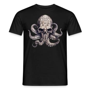 Octopus Skull Enigmatic Vintage Gradient Tentacles - Men's T-Shirt - black - Front - AI Model Male 178 light (178cm)