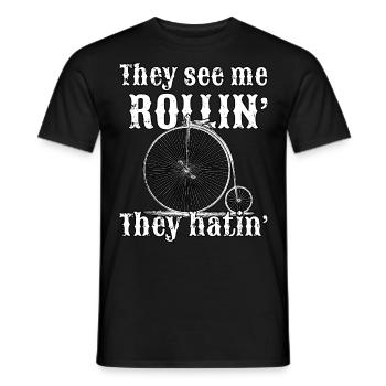 Vintage Rollin Ride avec style avec vieux vélo - T-shirt homme - noir - Devant - AI Model Male 178 light (178cm)
