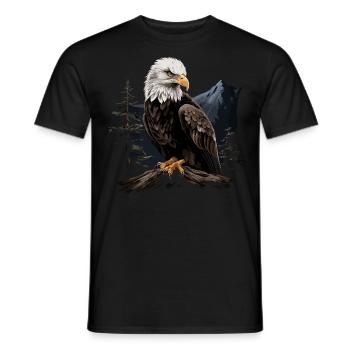 Forêt animale d’aigle à tête blanche - T-shirt homme - noir - Devant - AI Model Male 178 light (178cm)