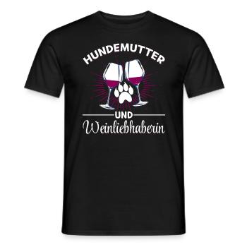 Dog mother and wine lover - Men's T-Shirt - black - Front - AI Model Male 178 light (178cm)
