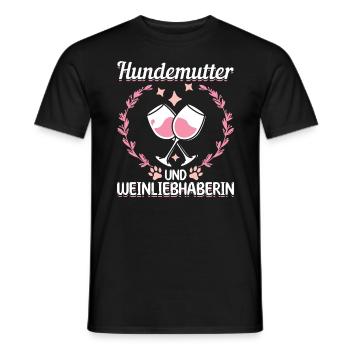 Dog mother and wine lover - Men's T-Shirt - black - Front - AI Model Male 178 light (178cm)