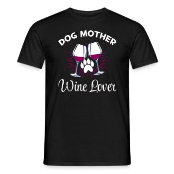 Dog mother and wine lover - Men's T-Shirt - black - Front - AI Model Male 178 light (178cm)