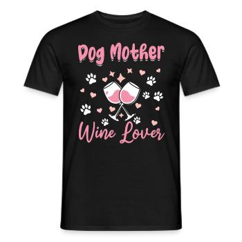 Dog mother and wine lover - Men's T-Shirt - black - Front - AI Model Male 178 light (178cm)