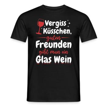 Vergiss Küsschen, guten Freunden gibt man Wein - Männer T-Shirt - Schwarz - Vorne - AI Model Male 178 light (178cm)