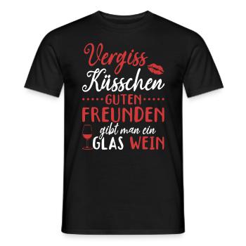 Vergiss Küsschen, guten Freunden gibt man Wein - Männer T-Shirt - Schwarz - Vorne - AI Model Male 178 light (178cm)