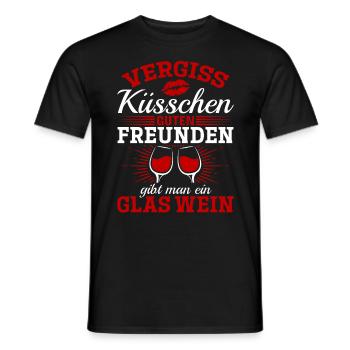 Vergiss Küsschen, guten Freunden gibt man Wein - Männer T-Shirt - Schwarz - Vorne - AI Model Male 178 light (178cm)