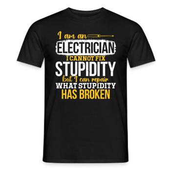 Electrician I can't fix stupidity - Men's T-Shirt - black - Front - AI Model Male 178 light (178cm)