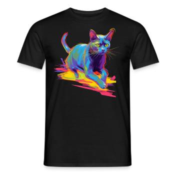 Colorful Cat Neon - Men's T-Shirt - black - Front - AI Model Male 178 light (178cm)