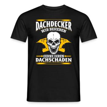 Dachdecker – Wir beheben gerne Ihren Dachschaden - Männer T-Shirt - Schwarz - Vorne - AI Model Male 178 light (178cm)