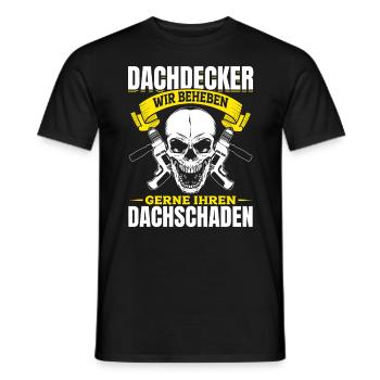 Dachdecker – Wir beheben gerne Ihren Dachschaden - Männer T-Shirt - Schwarz - Vorne - AI Model Male 178 light (178cm)