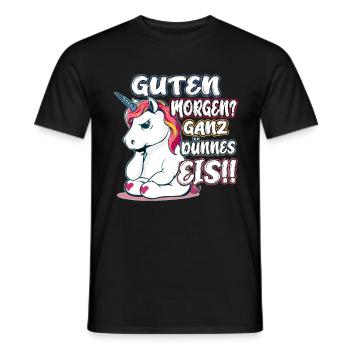 Guten Morgen? Ganz dünnes Eis! Freches Einhorn - Männer T-Shirt - Schwarz - Vorne - AI Model Male 178 light (178cm)
