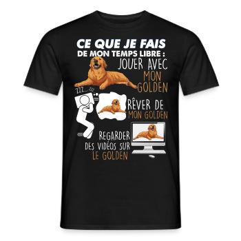 Chien golden de race Mon Golden Humour Chien - T-shirt homme - noir - Devant - AI Model Male 178 light (178cm)