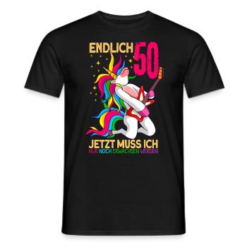 endlich 50 erwachsen Einhorn 50. Geburtstag - Männer T-Shirt - Schwarz - Vorne - AI Model Male 178 light (178cm)