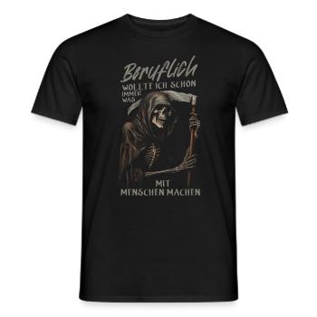 wollte ich schon immer was mit Menschen machen - Männer T-Shirt - Schwarz - Vorne - AI Model Male 178 light (178cm)
