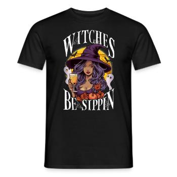 Sorcières être Sippin' Drôle Halloween Party Sorcière - T-shirt homme - noir - Devant - AI Model Male 178 light (178cm)