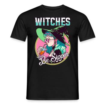 Sorcières être Sippin' Drôle Halloween Party Sorcière - T-shirt homme - noir - Devant - AI Model Male 178 light (178cm)