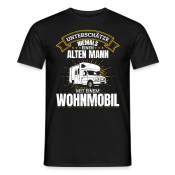 Unterschätze niemals einen alten Man mit Wohnwagen - Männer T-Shirt - Schwarz - Vorne - AI Model Male 178 light (178cm)