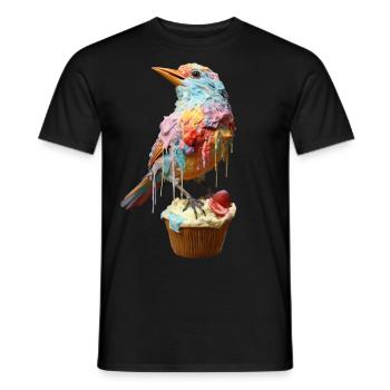 Ice Cream Bird on Cupcake - Männer T-Shirt - Schwarz - Vorne - AI Model Male 178 light (178cm)