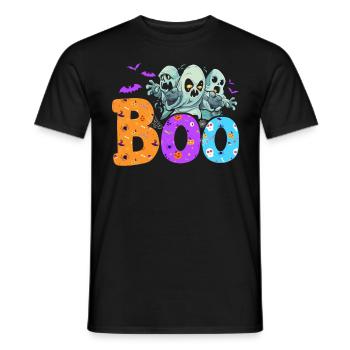 des fantômes espiègles et le dicton « BOO » - T-shirt homme - noir - Devant - AI Model Male 178 light (178cm)