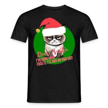 Chat Cher Père Noël Liste de souhaits amusant Chat Père Noël - T-shirt homme - noir - Devant - AI Model Male 178 light (178cm)