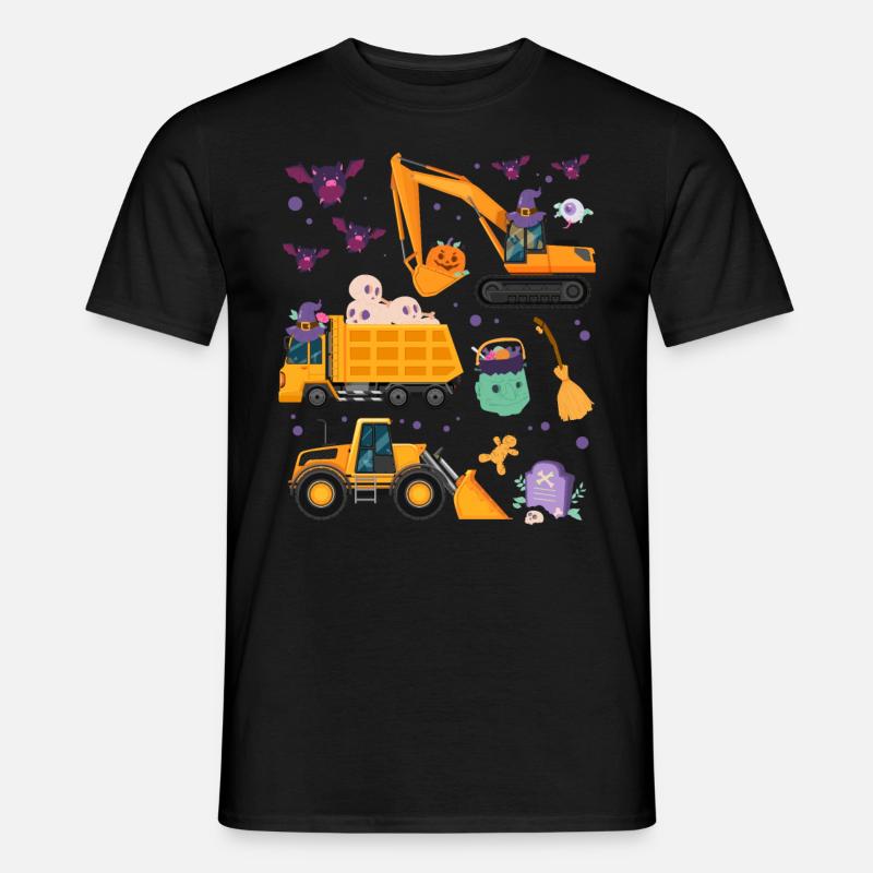 Gruseliger Halloween-Bagger mit Hexenhut - Männer T-Shirt - Schwarz