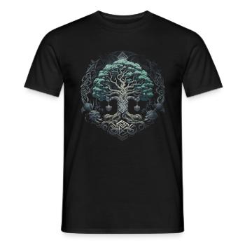 Baum des Lebens Yggdrasil Wikinger Midgard Thor - Männer T-Shirt - Schwarz - Vorne - AI Model Male 178 light (178cm)