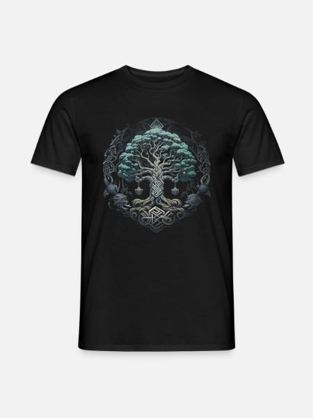 Baum des Lebens Yggdrasil Wikinger Midgard Thor - Männer T-Shirt - Schwarz