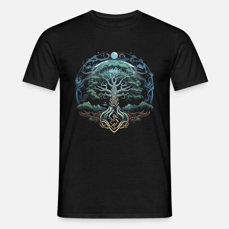 Baum des Lebens Yggdrasil Wikinger Midgard Thor - Männer T-Shirt - Schwarz