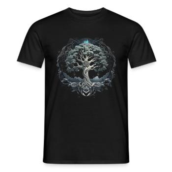 Tree of Life Yggdrasil Viking Midgard Thor - Men's T-Shirt - black - Front - AI Model Male 178 light (178cm)