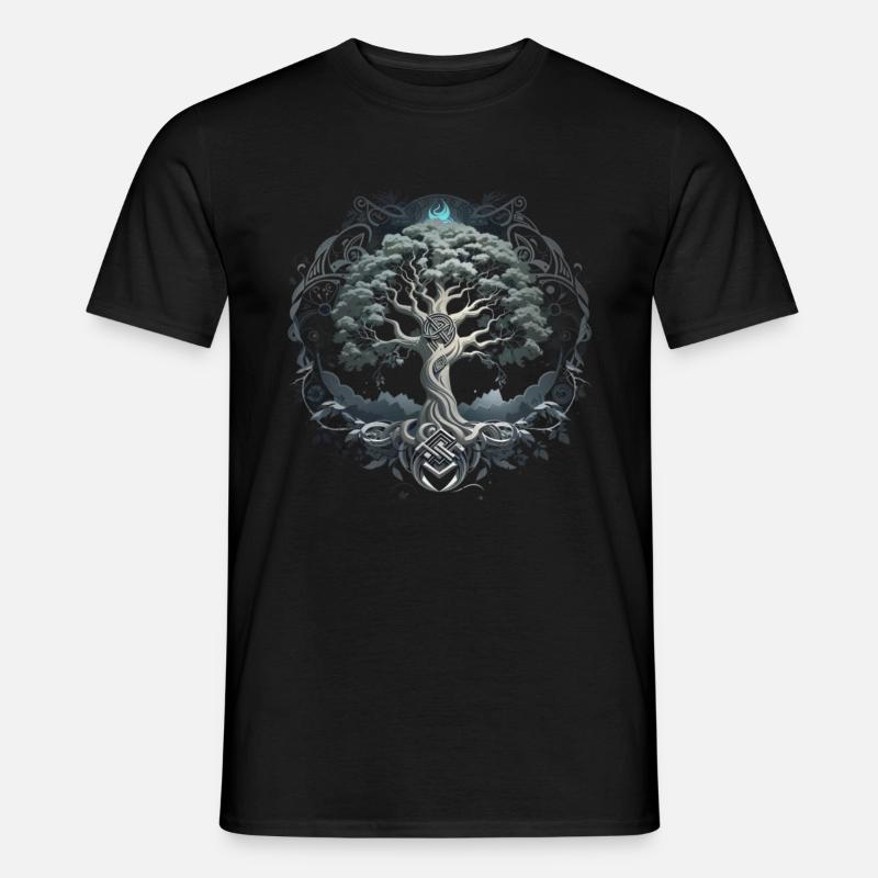 Baum des Lebens Yggdrasil Wikinger Midgard Thor - Männer T-Shirt - Schwarz