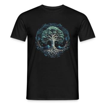 Baum des Lebens Yggdrasil Wikinger Midgard Thor - Männer T-Shirt - Schwarz - Vorne - AI Model Male 178 light (178cm)