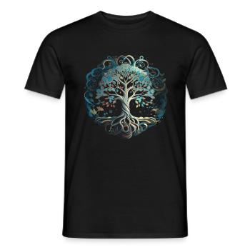 Baum des Lebens Yggdrasil Wikinger Midgard Thor - Männer T-Shirt - Schwarz - Vorne - AI Model Male 178 light (178cm)