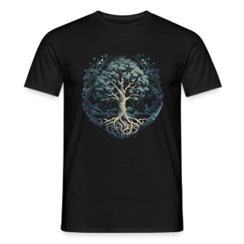 Baum des Lebens Yggdrasil Wikinger Midgard Thor - Männer T-Shirt - Schwarz - Vorne - AI Model Male 178 light (178cm)