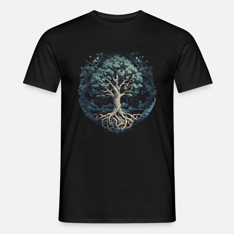 Baum des Lebens Yggdrasil Wikinger Midgard Thor - Männer T-Shirt - Schwarz