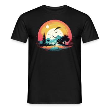 Coucher de soleil - T-shirt homme - noir - Devant - AI Model Male 178 light (178cm)