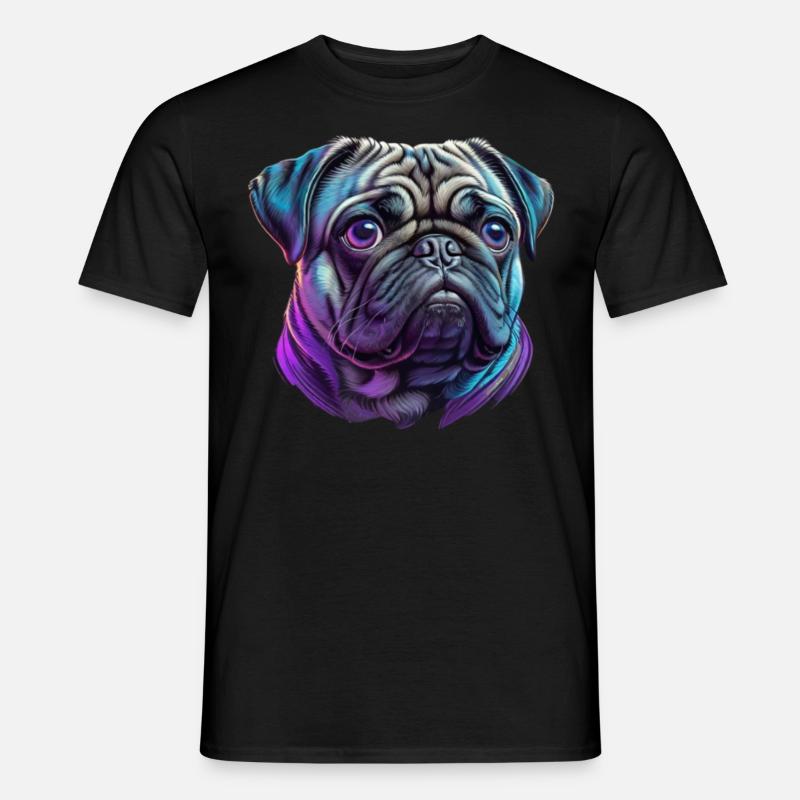 Mops Kopf - Männer T-Shirt - Schwarz